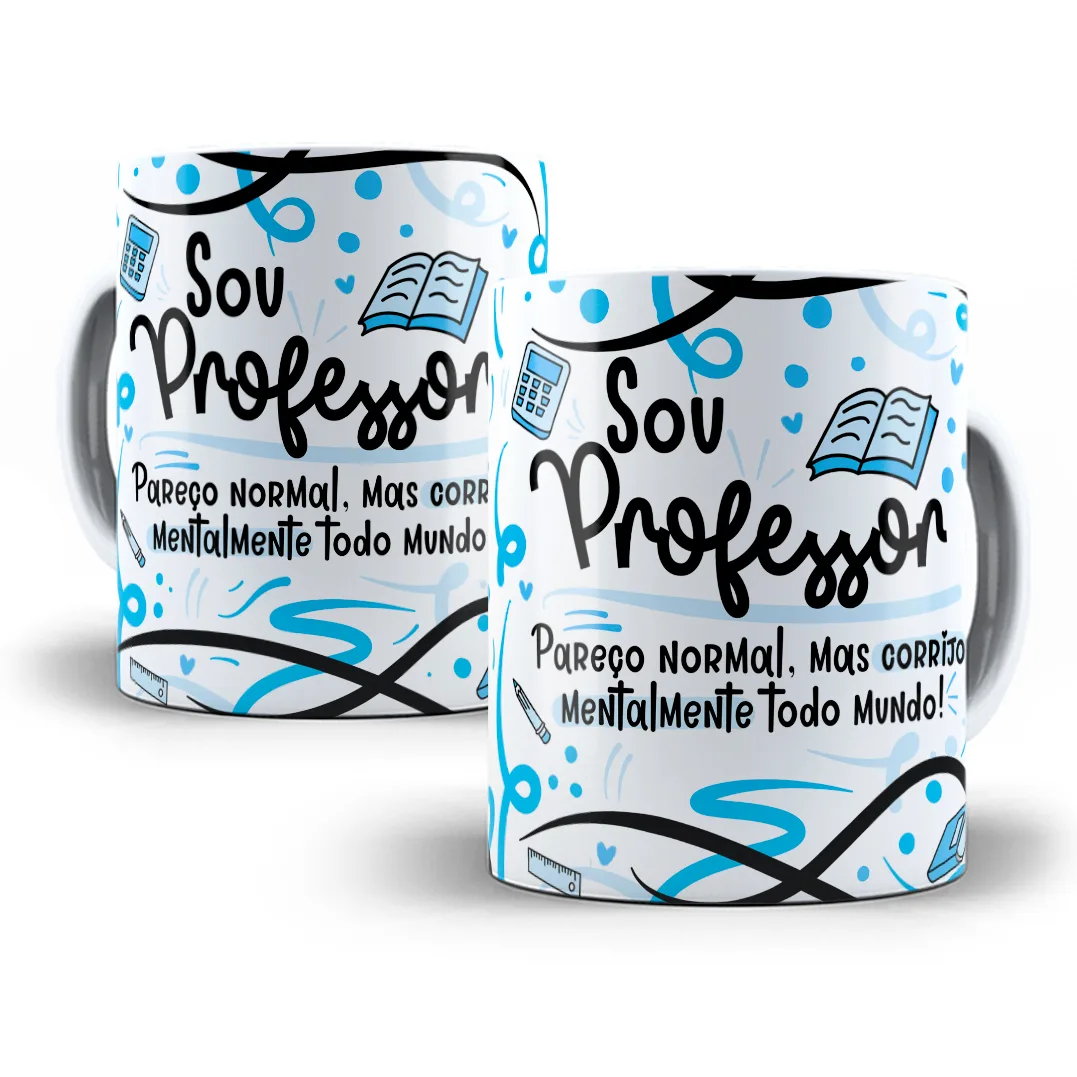 Arte Caneca Professor(a) Flork Profissões Sublimação Png