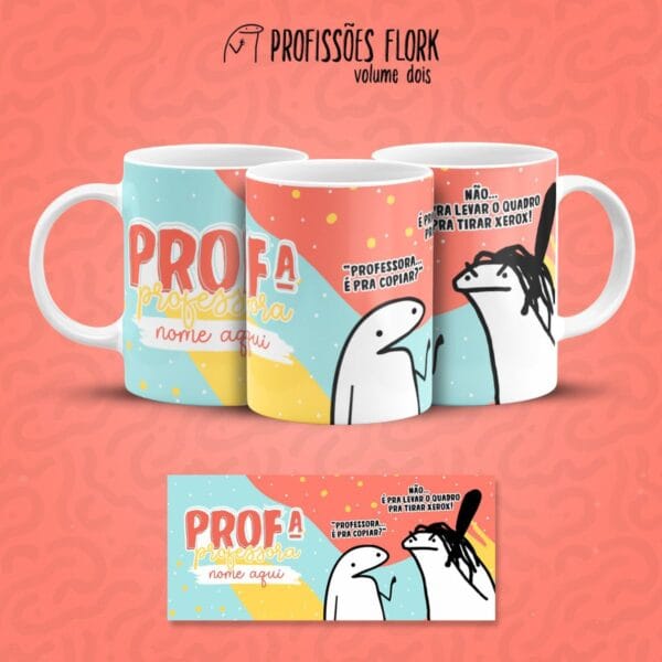 Arte Caneca Professor(a) Profissões Flork em Jpg