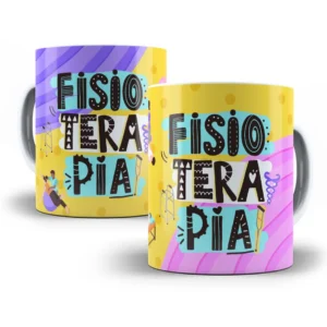 Arte Caneca Profissão Fisioterapia Colorida e Divertida