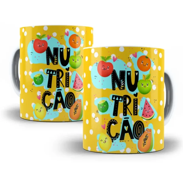 Arte Caneca Profissão Nutrição Nutricionista Amarela