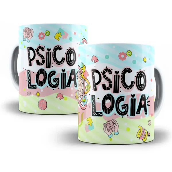 Arte Caneca Psicologia com Design Criativo e Moderno
