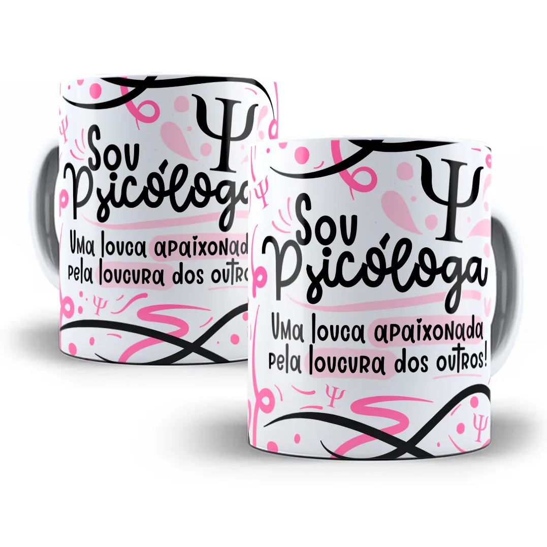 Arte Caneca Psicólogo(a) Flork Profissões Sublimação Png