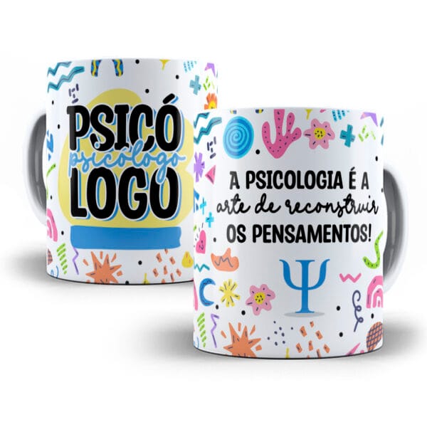 Arte Caneca Psicólogo(a) Psicologia Profissões Coloridas