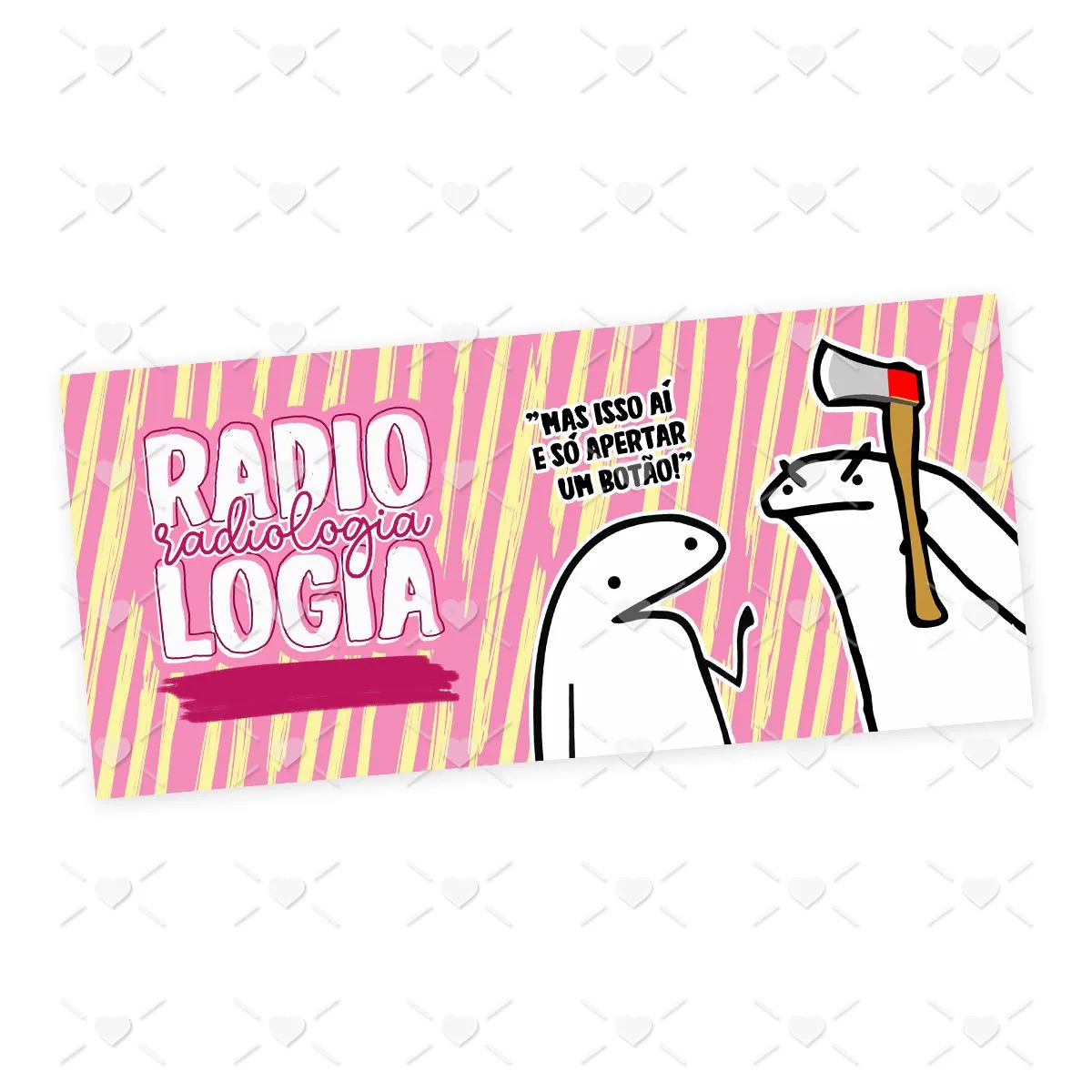 Design digital com texto "RADIOLOGIA" e memes discutindo, um com um machado.