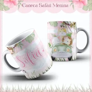 Arte Caneca Safari Menina 25 Arte Caneca Safari Menina