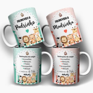 Arte Caneca Safari Padrinhos Batismo - Png e Corel 13 Arte Caneca Safari Padrinhos Batismo - Png e Corel