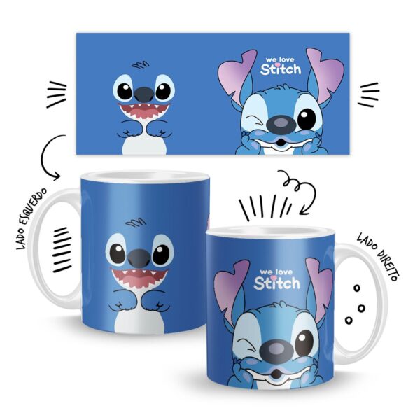 Arte Caneca Stich E Angel Sublimacao We Love Stitch 2