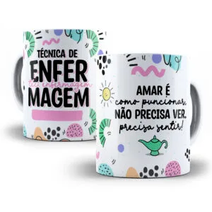Arte Caneca Técnico(a) de Enfermagem Profissões Coloridas