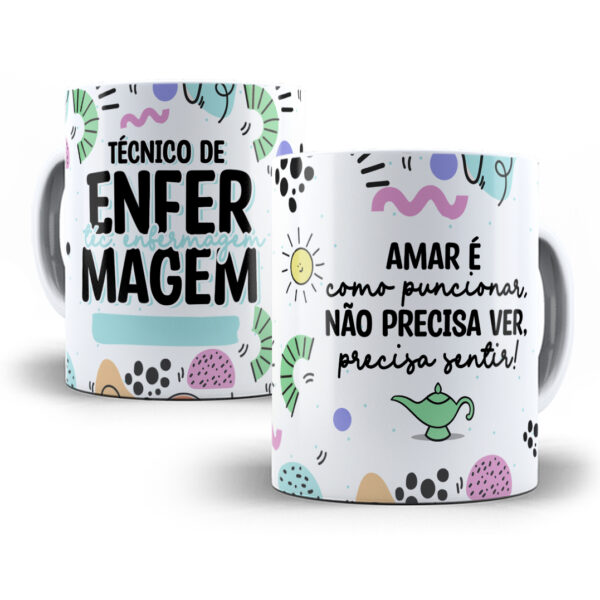 Arte Caneca Técnico(a) de Enfermagem Profissões Coloridas