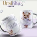 Arte Caneca Ursinha Lavanda