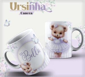 Arte Caneca Ursinha Lavanda