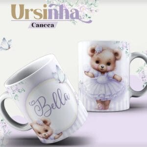 Arte Caneca Ursinha Lavanda