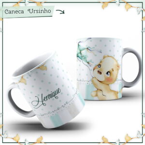 Arte Caneca Ursinho Aquarelado - Arquivo Digital 38 Arte Caneca Ursinho Aquarelado - Arquivo Digital
