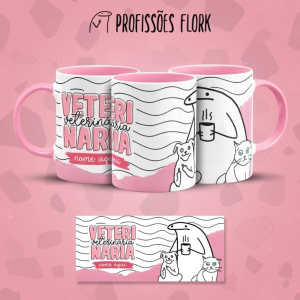 Arte Caneca Veterinária Profissões Flork Arquivo Jpg