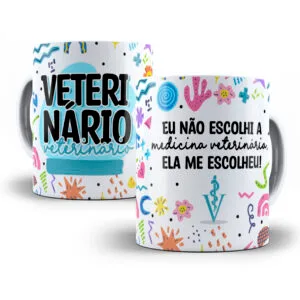 Arte Caneca Veterinário(a) Profissões Coloridas