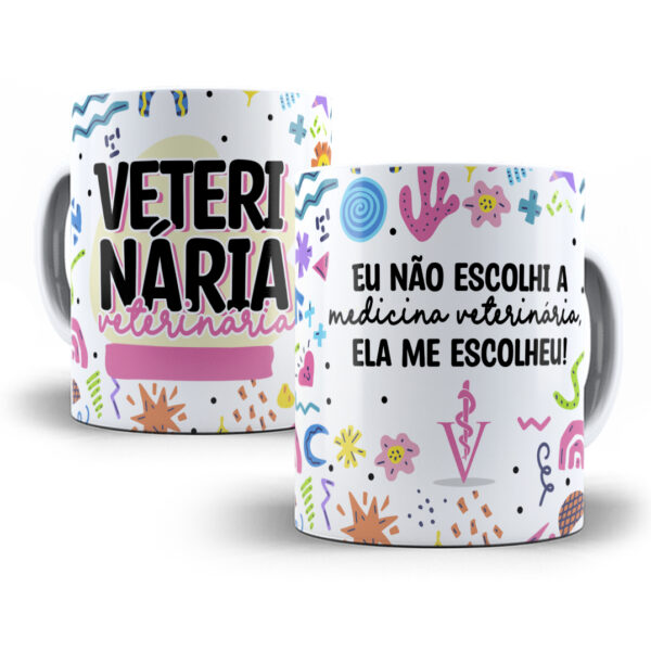 Arte Caneca Veterinário(a) Profissões Coloridas