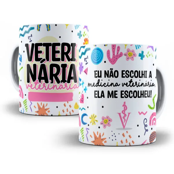 Arte Caneca Veterinário(a) Profissões Coloridas