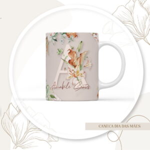 Arte Canecas Alfabeto Floral