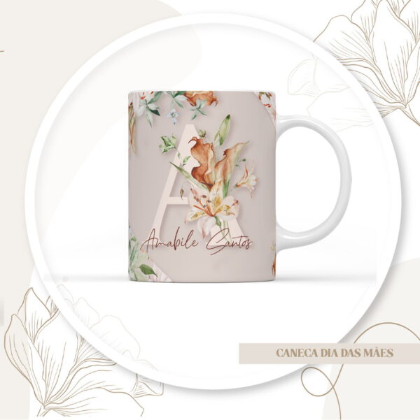 Arte Canecas Dia das Mães e Alfabeto Floral -Arquivo Digital
