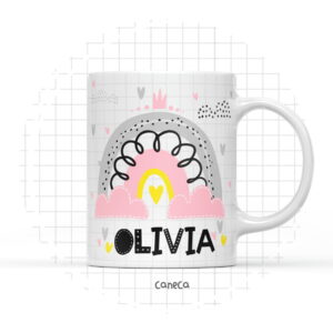 Arte Digital Arco Íris Menina para Caneca - Arquivo Digital