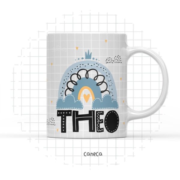 Arte Digital Arco Íris Menino para Caneca