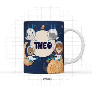 Arte Digital Caneca Astronauta Animais