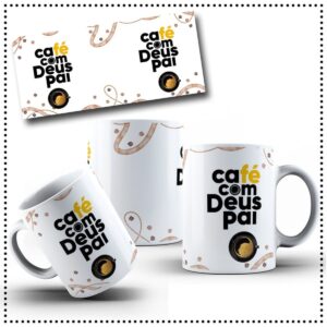 Arte Digital Caneca Café com Deus Pai - Png