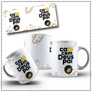 Arte Digital Caneca Café com Deus Pai - Png