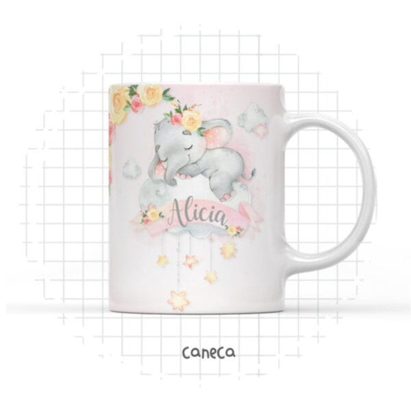 Arte Digital Caneca Elefantinha Menina