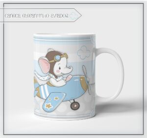 Arte Digital Caneca Elefantinho Aviador