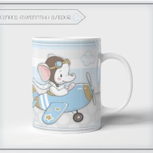 Arte Digital Caneca Elefantinho Aviador