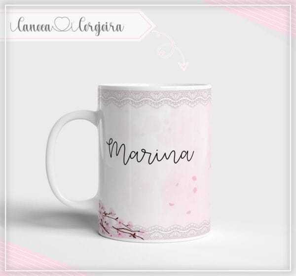 Arte Digital Caneca Floral Cerejeira