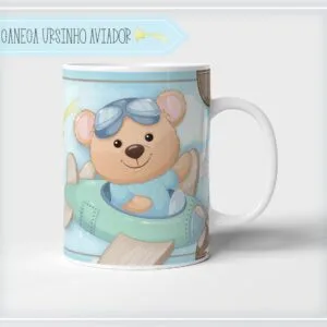 Arte Digital Caneca Ursinho Aviador Menino 10 Arte Digital Caneca Ursinho Aviador Menino