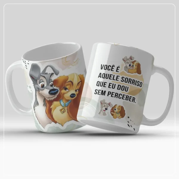 Arte Digital para Caneca A Dama e o Vagabundo PNG