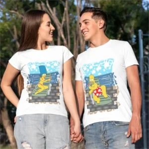 Arte Editável para Camisetas de Casal Amante de Cerveja