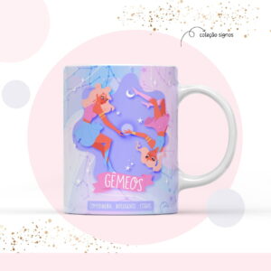 Arte para Sublimação Caneca Signo Gêmeos - Arquivo Digital