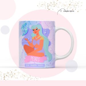 Arte para Sublimação Caneca Signo Peixes