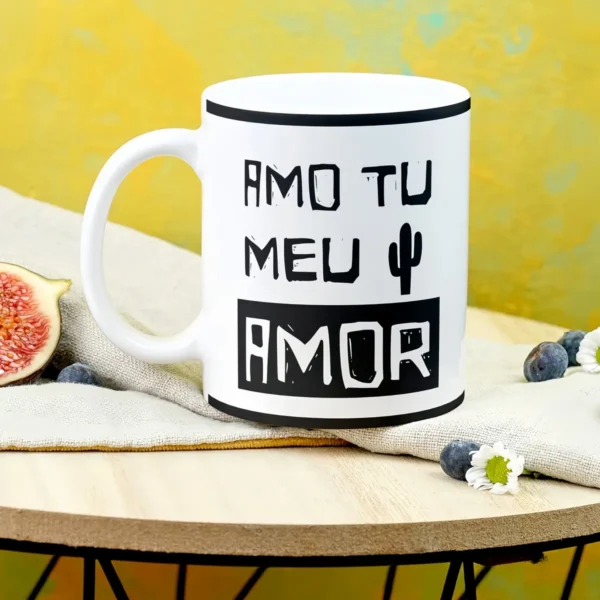 Arte Romântica para Caneca Dia dos Namorados Xilogravura