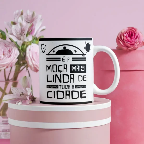 Arte Romântica para Caneca Dia dos Namorados Xilogravura