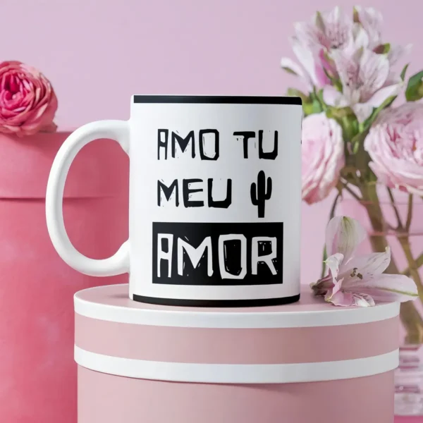 Arte Romântica para Caneca Dia dos Namorados Xilogravura