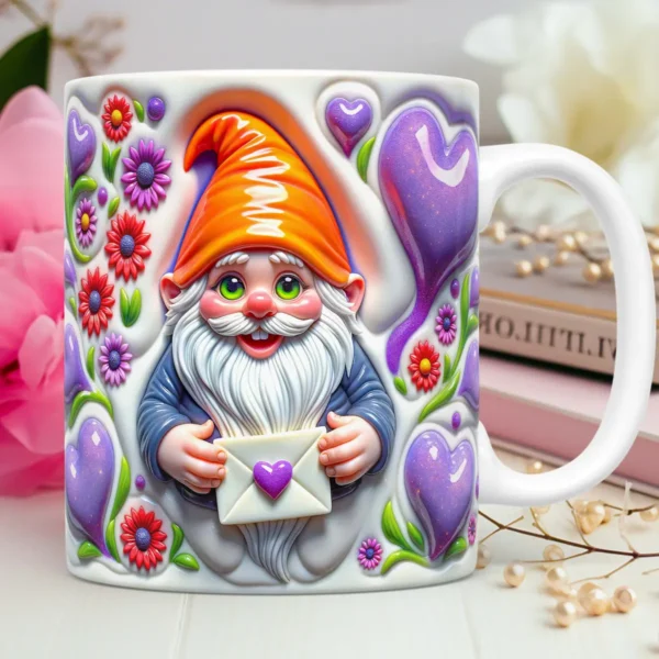 Artes 3D Gnomos Amorosos para Canecas - Dia dos Namorados