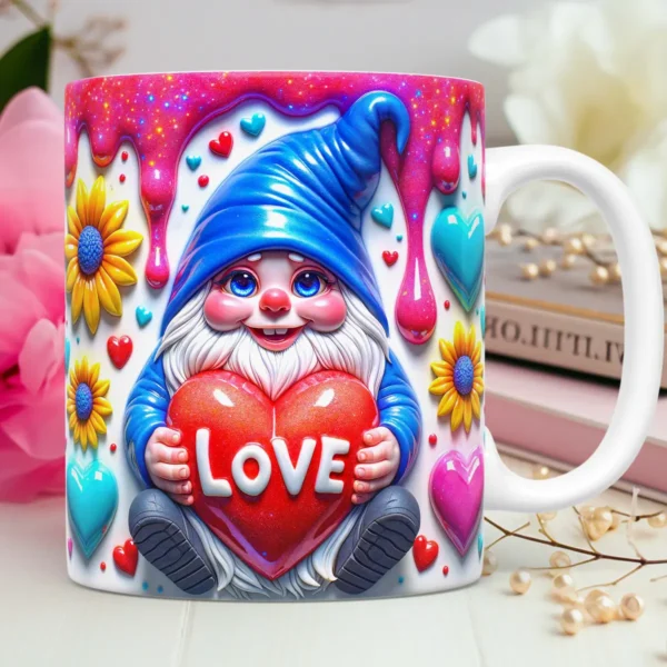 Artes 3D Gnomos Amorosos para Canecas - Dia dos Namorados
