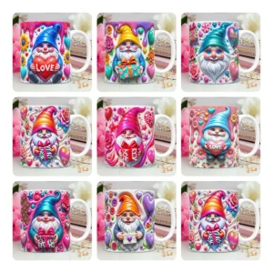 Artes 3D Gnomos Amorosos para Canecas - Dia dos Namorados