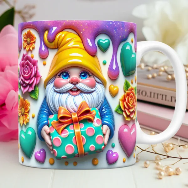 Artes 3D Gnomos Amorosos para Canecas - Dia dos Namorados