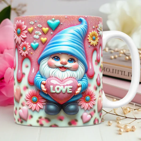 Artes 3D Gnomos Amorosos para Canecas - Dia dos Namorados