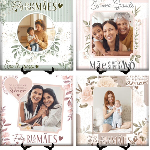 Artes Azulejos Florais Dia das Mães Frases e Fotos Sublimar