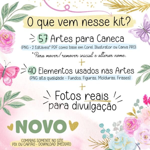 Artes Caneca Alfabeto Floral Especial Dia das Mães + Frases - Imagem 2