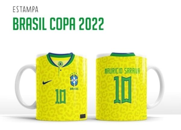 Artes Caneca Brasil Seleção Time Copa Do Mundo 2022
