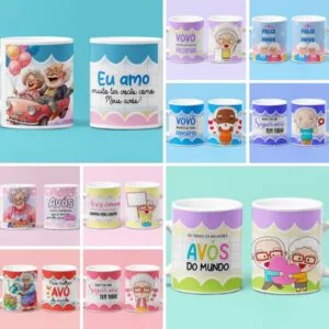 Artes Caneca Dia dos Avós Coloridas Fofas Sublimação PSD 13 Artes Caneca Dia dos Avós Coloridas Fofas Sublimação PSD