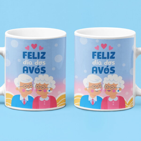 Artes Caneca Dia dos Avós Coloridas Fofas Sublimação PSD